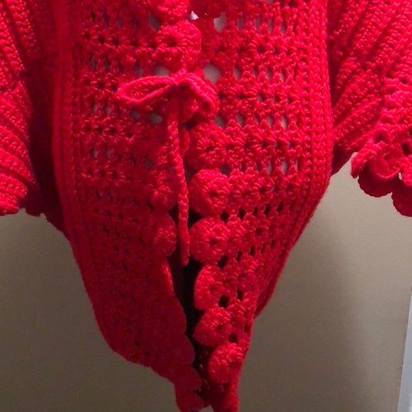 Beautiful Red Crocheted Jacket by “Evie”. you must see it to appreciate it. - Picture 6 of 11